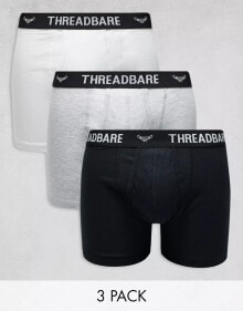 Купить мужские трусы Threadbare: Threadbare 3 pack trunks in black, grey and white