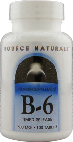 Витамины группы В Source Naturals B-6 Timed Release -- Витамин B-6 С временным высвобождением - 500 мг - 100 таблеток
