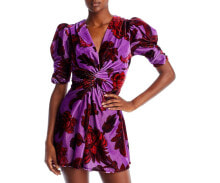 Купить женские платья Rhode: Rhode Womens Leanna Floral Velvet Mini Dress Purple Size Small