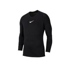 Мужские лонгсливы Мужской спортивный лонгслив с длинным рукавом черный с логотипом Nike Dry Park First Layer