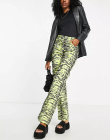 Купить женские джинсы Annorlunda: Annorlunda zebra print denim jeans in yellow