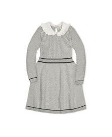 Купить детские платья и сарафаны для девочек Hope & Henry: Big Girls Organic Long Sleeve Cable Knit Peter Pan Collar Sweater Dress