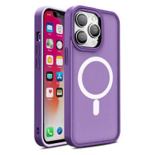 Magnetyczne etui z MagSafe do iPhone 15 Pro otworki pod smycz fioletowe