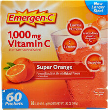 Витамин С Emergen-C Vitamin C  Шипучий витамин С 1000 мг Супер апельсин 60 пакетиков