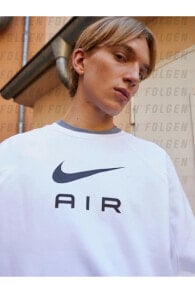 Sportswear Air Crew Rahat Kalıp Beyaz Pamuklu Sweatshirt