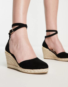 Купить обувь Truffle Collection: Truffle Collection espadrille wedges in black