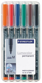 Письменные ручки Staedtler 317 WP6 перманентная маркер Черный, Синий, Коричневый, Зеленый, Оранжевый, Красный 6 шт