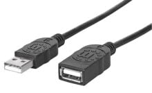 Компьютерные разъемы и переходники Manhattan 338653 USB кабель 1,8 m 2.0 USB A Черный