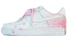 【定制球鞋】 Nike Air Force 1 Low 空军一号 玖制 手绘樱花 樱花树 花瓣 樱舞满天 复古 休闲 低帮 板鞋 女款 白粉 / Кроссовки Nike Air Force 1 Low Triple White DD8959-100