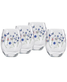 Fiesta breezy Floral Stemless Wine Glasses, Set of 4