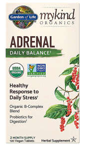 Витамины группы B Garden of Life Organics Adrenal Daily Balance Ежедневная добавка с комплексом пробиотиков и В комплексом для здоровой реакции на стресс 120 таблеток