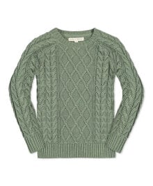 Boys Organic Long Sleeve Raglan Fisherman Cable Sweater купить онлайн