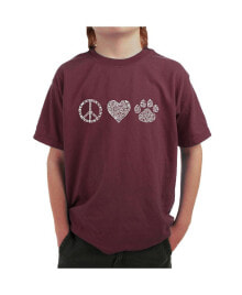 LA Pop Art big Boy's Word Art T-shirt - Peace Love Cats