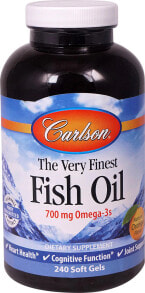 Рыбий жир и Омега 3, 6, 9 Carlson The Very Finest Fish Oil Orange Рыбий жир для здоровья сердца и когнитивной функции 240 гелевых капсул