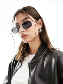 Купить мужские солнцезащитные очки Jeepers Peepers: Jeepers Peepers rectangle metal sunglasses in silver