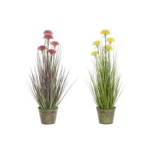 Декоративное растение DKD Home Decor 30 x 30 x 78 cm Розовый Металл Жёлтый PVC (2 штук)
