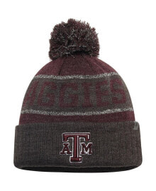 Men's Maroon and Heather Charcoal Texas A&M Aggies Below Zero Cuffed Pom Knit Hat