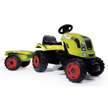 Детский педальный трактор SMOBY Farmer XL с прицепом. С 3 лет. Светло-зеленый, черный.
