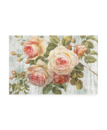 Trademark Global danhui Nai Vintage Roses on Driftwood Canvas Art - 36.5
