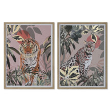 Painting Home ESPRIT Red Green Colonial Golden Jungle 45 x 2,5 x 60 cm (2 Units)