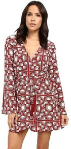 Купить красные женские платья Stone Cold Fox: Stone Cold Fox 241248 Womens Kai Long Sleeve Wrap Dress Red Scarf Print Size 0