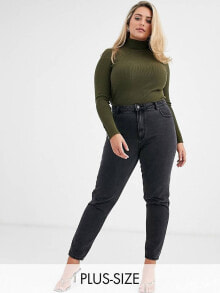 Женские джинсы vero Moda Curve mom jeans with high waist in washed black