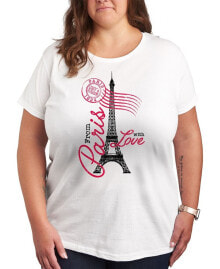 Paris Love Postmark Plus Size Graphic T-Shirt купить онлайн