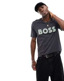 Купить мужские футболки и майки BOSS Green: BOSS Green logo t-shirt in charcoal