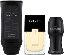 Avon Black Suede Aftershave Gift Set - Duftset (Eau de Toilette 75ml + Deodorant 50ml + Duschgel 250ml)