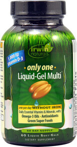 Витамины группы В Irwin Naturals Only One Liquid-Gel Multi Витаминно-минеральный комплекс с Омега-3 и антиоксидантами, без железа 60 капсул