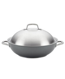 Anolon accolade Forged Hard-Anodized Nonstick Wok with Lid, 13.5-Inch, Moonstone