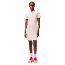 LACOSTE Stretch Cotton Pique Short Dress