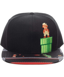 Купить мужские головные уборы Super Mario: Men's Video Game 8-Bit Black Snapback Hat