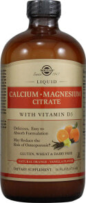 Кальций solgar, цитрат кальция и магния, с витамином D3, в жидкой форме, вкус натурального апельсина и ванили, 473 мл (16 жидк. унций)