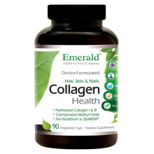 Витамины и БАДы для кожи Emerald Labs Collagen Health for Hair Skin & Nails Комплекс на основе коллагена для питания и укрепления волос, кожи и ногтей 90 капсул