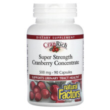 Fruits and berries natural Factors, CranRich, Super Strength, Cranberry Concentrate, 500 mg, 90 Capsules