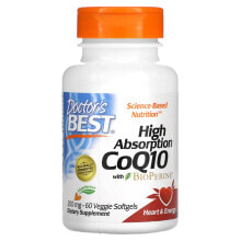 Коэнзим Q10 Докторс Бэст, коэнзим Q10 с высокой степенью всасывания, с BioPerine, 200 мг, 60 вегетарианских мягких таблеток