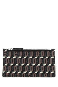 Женские клатчи Женская сумка клатч кожаная черная коричневая DSQUARED PORTA CARTE