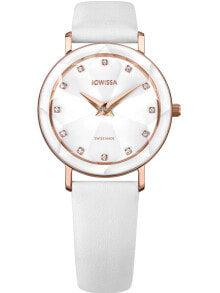 Женские наручные часы женские наручные часы с белым кожаным ремешком Jowissa J5.609.M Facet Damen 30mm 5ATM