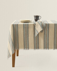 Striped linen tablecloth