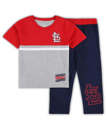 Outerstuff toddler Boys and Girls Red, Navy St. Louis Cardinals Batters Box T-shirt and Pants Set