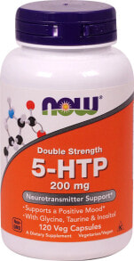 Витамины и БАДы для нервной системы Now Foods 5-HTP 5-гидрокситриптофан двойной концентрации 200 мг  120 растительных капсул