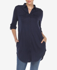 Женские блузки и кофточки women's Stretchy Button-Down Tunic Top
