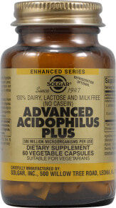 Пребиотики и пробиотики solgar Advanced Acidophilus Plus Комплекс с ацидофилусом 500 млн КОЕ  60 растительных капсул