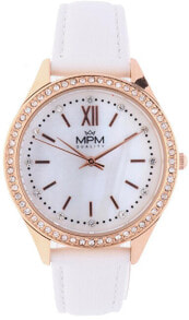 Женские часы аналоговые со стразами на циферблате кожаный белый браслет PRIM