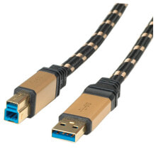 Компьютерные разъемы и переходники ROLINE 11.88.8900 USB кабель 0,8 m 3.2 Gen 1 (3.1 Gen 1) USB A USB B Черный, Золото
