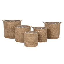 Basket set Home ESPRIT Natural Natural Fibre 37 x 37 x 41 cm (5 Pieces)