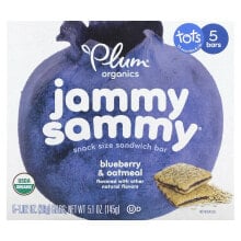 Jammy Sammy, Snack Size Sandwich Bar, 15 Months & Up, Peanut Butter & Strawberry, 5 Bars, 1.02 oz (29 g) Each