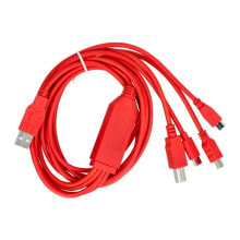 Multifunctional 4-in-1 cable with USB A - USB B, miniUSB, microUSB, USB type C connector - 180cm - red - SparkFun CAB-21272