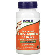Пребиотики и пробиотики Now Foods, повышенная сила действия, Dophilus со вкусом ягод, 50 жевательных таблеток